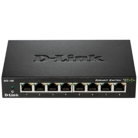 D-Link DGS-108 Switch Gigabit 8 Puertos 10/100/1000Mbps Soporte Metálico